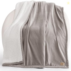 UGG Bliss Throw Blanket Plush Soft Fleece Fluffy Blankets for Bed or Couch Oversized Warm Reversible Machine Washable Medium Weight Home Decor Giftable Throw, 50-inch x 70-inch, Oyster Brown