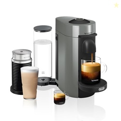 DE'LONGHI NESPRESSO VERTUO PLUS COFFEE AND ESPRESSO MAKER BY DE'LONGHI, GREY WITH AEROCCINO MILK FROTHER