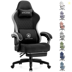 GTPLAYER Gaming Chair, Computer Office Chair with Pocket Spring Cushion, Linkage Armrests and Footrest, High Back Ergonomic Computer Chair with Lumbar Support Task Chair with Footrest(Black)