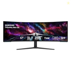 SAMSUNG 57" Odyssey Neo G9 (G95NC) Series Dual 4K UHD 1000R Curved Gaming Monitor, 240Hz, 1ms with DisplayPort 2.1, Quantum Mini-LED, DisplayHDR 1000, AMD FreeSync Premium Pro, LS57CG952NNXZA