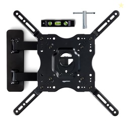 Amazon Basics Full Motion Articulating TV Wall Mount, with Swivel and Tilt, for 26" to 55" TVs and Flat Panels up to 80 Lbs, VESA Compatible, Black