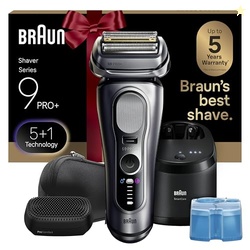 Braun Series 9 PRO+ Electric Shaver, Wet & Dry Razor, Pro SensoAdapt, 6in1 SmartCare Center, 9697CC, Silver, Holiday Gifts for Men