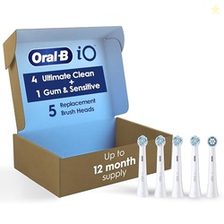 Oral-B iO Ultimate Clean Replacement Brush Heads, 5 Count, 4 Ultimate Clean + 1 Gum & Sensitive White