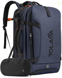 Tolaccea Travel Laptop Backpack, TSA Friendly Flight Approved Carry-on Business Rucksack Work Backpack with Extra Toiletry Bag, Dual Storage for 17.3" Laptop and 12.9" Tablet, 40-45L Expandable