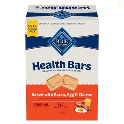 Blue Buffalo Health Bars Crunchy Dog Biscuits, Oven-Baked with Natural Ingredients, Bacon, Egg & Cheese, 3.5-lbs Box