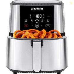 CHEFMAN TURBOFRY TOUCH AIR FRYER, XL 8-QT FAMILY SIZE, ONE-TOUCH DIGITAL CONTROL PRESETS, FRENCH FRIES, CHICKEN, MEAT, FISH, NONSTICK DISHWASHER-SAFE PARTS, AUTOMATIC SHUTOFF, STAINLESS STEEL