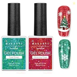 Makartt Christmas Glitter Gel Nail Polish Set - 2 Pcs
