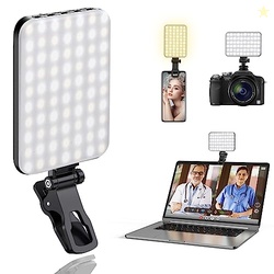 ALTSON 60 LED PORTABLE SELFIE LIGHT VIDEO CONFERENCE LIGHTING WITH CLIP & CAMERA TRIPOD ADAPTER RECHARGEABLE 2200MAH CRI 97+, 3 LIGHT MODES FOR PHONE IPHONE WEBCAM LAPTOP PHOTO MAKEUP