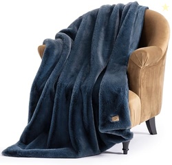 UGG EUPHORIA PLUSH FAUX FUR THROW BLANKET, SOFT WARM THROW BLANKETS FOR COUCH OR BED, LUXURY BEDROOM DECOR, GIFTABLE HOLIDAY BLANKETS, MACHINE WASHABLE, 50-INCH X 70-INCH, INDIGO BLUE