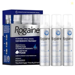 Mens Rogaine 5% Minoxidil for Men Foam, Clinically Proven Regrowth for Thinning Hair, Topical Hair Loss Treatment, Unscented Topical Aerosol, Results in 816 Weeks, 3-Month Supply, 3 x 2.11 oz