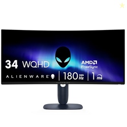 ALIENWARE 34 CURVED GAMING MONITOR  AW3425DWM - 34-INCH WQHD 180HZ 1MS DISPLAY, 1500R, AMD FREESYNC PREMIUM, VESA ADAPTIVESYNC.