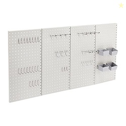 Amazon Basics Rectangular Metal Pegboard Kit for Wall Storage, Rust and Scratch Resistant, 48-Piece, Gray