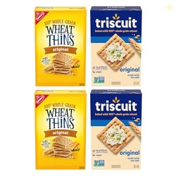 Triscuit Original Whole Grain Wheat Vegan Crackers and Wheat Thins Original Whole Grain Wheat Snacks Variety Pack, Holiday Bulk Snacks, Christmas Crackers, 4 Boxes