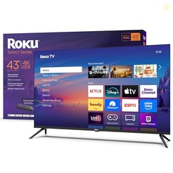 ROKU SMART TV 2025  43-INCH SELECT SERIES, 4K HDR TV  ROKUTV WITH ENHANCED VOICE REMOTE  FLAT SCREEN LED TELEVISION WITH WI-FI FOR STREAMING LIVE LOCAL NEWS, SPORTS, FAMILY ENTERTAINMENT