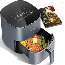 COSORI Air Fryer Pro 9-in-1, Compact 5QT, 450: Half Time & Chef-Grade Cook, One-Wipe Clean Glass Panel, 130+ In-App Recipes with Nutritional Info, Nonstick & Dishwasher-Safe Basket, Ceramic, Gray