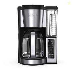NINJA 12-CUP PROGRAMMABLE COFFEE BREWER, 2 BREW STYLES, ADJUSTABLE WARM PLATE, 60OZ WATER RESERVOIR, DELAY BREW - BLACK/STAINLESS STEEL