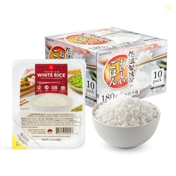 IRIS Instant White Rice (10 Pack), Ultra Premium Japanese Short Grain Sushi Sticky Rice, Microwave for 80 seconds (1.2 Minutes), Gluten Free Vegan, Grown Polished and Packed in Japan