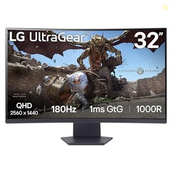 LG 32GS60QC-B ULTRAGEAR 32-INCH CURVED GAMING MONITOR QHD (2560X1440) 180HZ 1MS 1000R AMD FREESYNC HDR10 HDMIX2 DISPLAYPORT BORDERLESS DESIGN BLACK STABILIZER DAS CROSSHAIR FPS COUNTER - BLACK