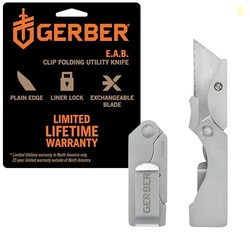 Gerber Gear EAB Pocket Razor Knife with Money Clip - EDC Gear Folding Stainless Steel Utility Knife with Box Cutter Blade for Everyday Carry