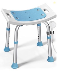 HOMLAND Shower Chair for Inside Shower, 400 lbs Adjustable Shower Stool with Suction Feet, Shower Seat for Inside Tub Bathroom Bench Bath Chair for Elderly and Disabled - Light Blue