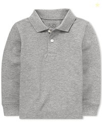 The Children's Place Baby Boys and Toddler Boys Long Sleeve Pique Polo, Smoke, 5T