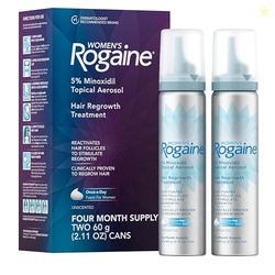 Rogaine for Women 5% Minoxidil Foam, Growth Treatment for Thinning & Hair Loss, Once-A-Day Unscented Topical Foam, Regrow Fuller Thicker Hair, Dermatologist Recommended, 4-Month Supply, 2 x 2.11 oz