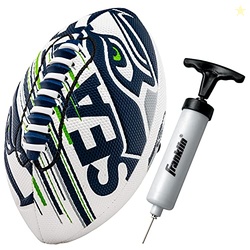 Franklin Sports NFL Seattle Seahawks Football - Youth Mini Football - 8.5" Junior Size Ball - SPACELACE Easy Grip Texture- Perfect for Kids
