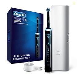 ORAL-B GENIUS X LIMITED RECHARGEABLE ELECTRIC TOOTHBRUSH WITH 1 REPLACEMENT BRUSH HEAD, TRAVEL CASE, MIDNIGHT BLACK