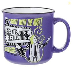 Silver Buffalo Beetlejuice the Ghost with the Most the Afterlife's Leading Bio-Exorcist Ceramic Camper Mug, 20 Ounces