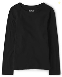 The Children's Place,Girls,Long Sleeve Basic Layering T-Shirt,Black,X-Small