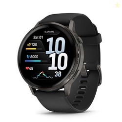 GARMIN VENU 4, 45MM, ADVANCED HEALTH AND FITNESS GPS SMARTWATCH, BRIGHT AND COLORFUL DISPLAY, BUILT-IN FLASHLIGHT, 12 DAYS OF BATTERY LIFE, SLATE WITH BLACK SILICONE BAND