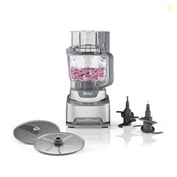 Ninja Food Processor, Professional XL, 1200 Peak-Watts, 4-in-1, Chopping, Slicing/Shredding, Purees, Dough, 12-Cup Processor Bowl, 2 Blades & 2 Discs, Feed Chute/Pusher, Black, NF701