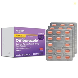 AMAZON BASIC CARE OMEPRAZOLE DELAYED RELEASE TABLETS 20 MG, TREATS FREQUENT HEARTBURN, ACID REDUCER, HEARTBURN MEDICINE, 42 COUNT (PACK OF 1) (PACKAGING MAY VARY)