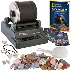 National Geographic Rock Tumbler Kit  Hobby Edition Includes Rough Gemstones, and 4 Polishing Grits, Great STEM Science Kit for Geology Enthusiasts, Rock Polisher for Kids and Adults