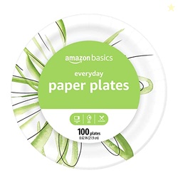 AMAZON BASICS EVERYDAY PAPER PLATES, 8.62 INCH, DISPOSABLE, 100 COUNT