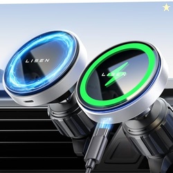 LISEN for iPhone 16 Magsafe Car Mount Charger, Fast Charging 15W Magnetic Wireless Car Charger Air Vent for iPhone 16 Pro Max, Vent Phone Mount for Car Wireless Charger Fits iPhone 15 14 13 12, Silver