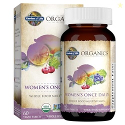 Garden of Life Organics Multivitamin for Women - Women's Once Daily Multi - Whole Food Multi with Iron, Biotin, Vegan Organic Womens Multivitamin for Health, Energy Hair Skin and Nails, 60 Tablets