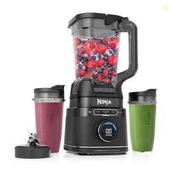NINJA DETECT POWER BLENDER PRO + PERSONAL SINGLE-SERVE, BLENDSENSE TECHNOLOGY, FOR-SMOOTHIES, FOOD AND MORE, COMPACT KITCHEN COUNTERTOP, 1800 P-WATTS, 72 OZ. PITCHER, (2) 24 OZ. CUPS, BLACK, TB301