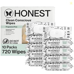 The Honest Company Clean Conscious Multi-Use Wipes Unscented Hypoallergenic Baby for Sensitive Skin 99% Water Plant-Based Compostable Pattern Play 720 Count