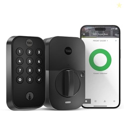 YALE ASSURE LOCK 2 WITH WI-FI  BLACK SMART LOCK FOR FRONT DOOR WITH KEYPAD, APP CONTROL, BACKUP KEY, AND DEADBOLT  SECURE KEYLESS ENTRY DOOR LOCK, YRD410-WF1-BSP