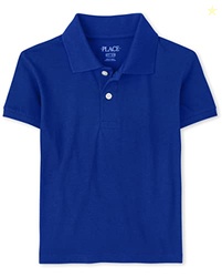 The Children's Place boys Single Short Sleeve Soft Jersey Polo, Renew Blue, Small