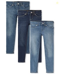 The Children's Place Girls Stretch Denim Jeggings, 3 Pack, Vaile/Brooke/Reflection Blue 3 Pack, 6-7 Slim US