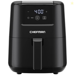 CHEFMAN 2 Qt Mini Air Fryer  Digital Space-Saving Compact Air Fryer with Nonstick and Dishwasher Safe Basket, Quick & Easy Meals in Minutes, Features Digital Timer and Shake Reminder  Black