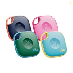 Tile by Life360 Mate - Bluetooth Tracker, Keys Finder and Item Locator for Keys, Bags and More. Phone Finder. Both iOS and Android Compatible. 4-Pack (Colors)