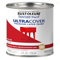 Rust-Oleum Brush On Paint 1966730 Painters Touch Latex, Half Pint, 8 Fl Oz (Pack of 1), Gloss Apple Red
