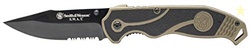 SMITH & WESSON SWAT II 8.5in S.S. Spring Assisted Folding Knife with 3.5in Serrated Drop Point and Rubberized Aluminum Handle for Outdoor Survival and EDC, Black