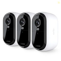 Arlo Essential Security Camera 2K | Outdoor - Indoor | 2nd Gen | Wireless with Spotlight, 2-Way Audio, Color Night Vision, Live Stream, Motion Activation, Real Time Notifications - White, 3 Cameras