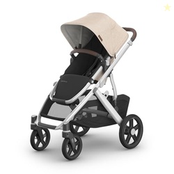 UPPAbaby Vista V3 Stroller - Full-Size Single-to-Double Stroller System - Toddler Seat, Bug Shield, Rain Shield, and Storage Bag Included - Declan (Oat Mlange/Silver Frame/Chestnut Leather)