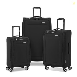 Samsonite Saire LTE Softside Expandable Luggage with Spinner Wheels, Black, 3-Piece Set (Carry On/Medium/Large)