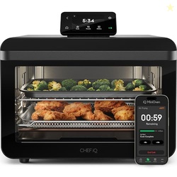 CHEF iQ MiniOven Smart Toaster Oven Air Fryer Combo, 11-in-1 Countertop Convection Oven, Bake, Broil, Air Fry, Broil, Dehydrate, 1750W, 25 Qt Capacity, Fast Cooking with Touchscreen Controls  Black